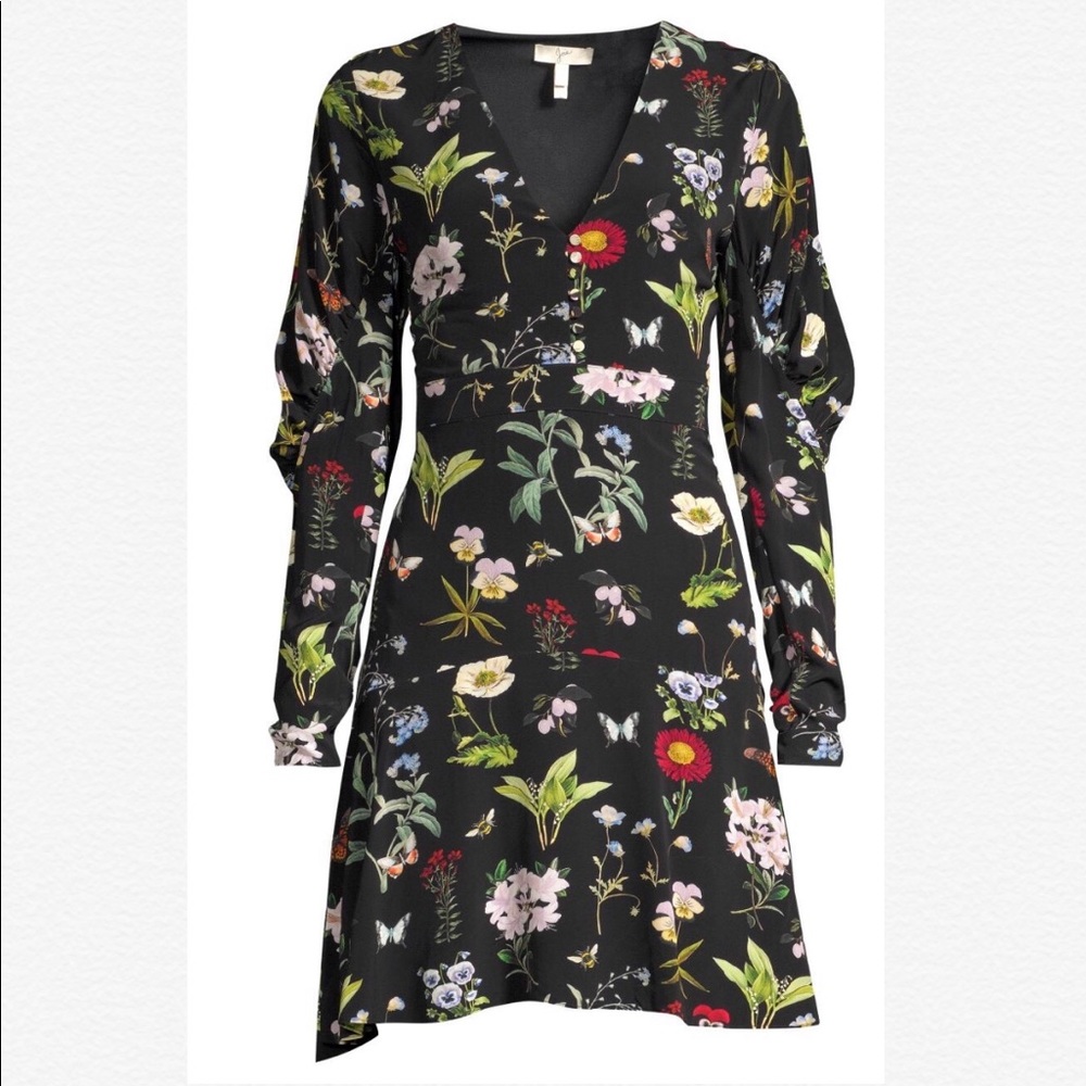 NWT Joie Tamarice Black Floral Hi-Lo Mini Dress - Picture 3 of 12